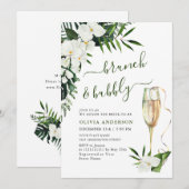 Elegant White Orchids Bohemian BRUNCH & BUBBLY Kaart (Voorkant / Achterkant)