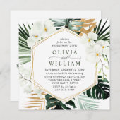 Elegant White Orchids Bohemian ENGAGTY Kaart (Voorkant / Achterkant)