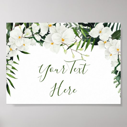 Elegant White Orchids Bohemian Floral Custom Sign Poster (Voorkant)