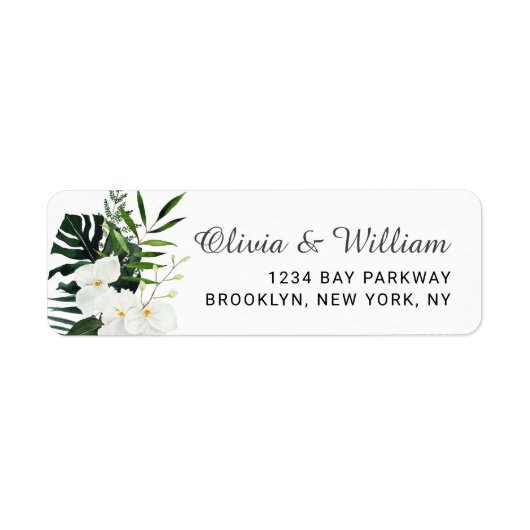 Elegant White Orchids Bohemian Floral Wedding Etiket (Voorkant)