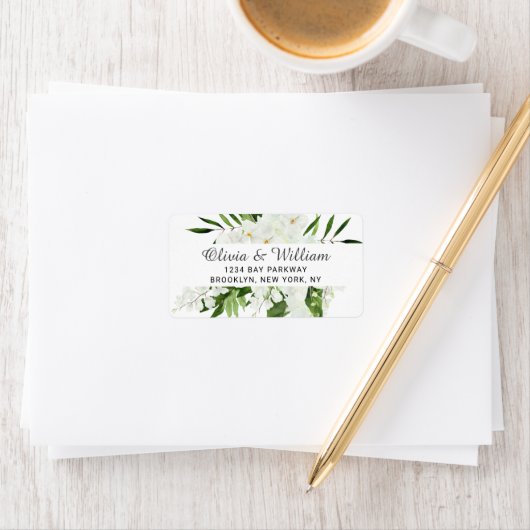 Elegant White Orchids Bohemian Floral Wedding Etiket (Insitu)