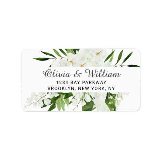 Elegant White Orchids Bohemian Floral Wedding Etiket (Voorkant)