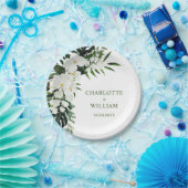 Elegant White Orchids Bohemian Floral Wedding Papieren Bordje (Feest)