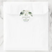 Elegant White Orchids Bohemian Floral Wedding Ronde Sticker (Tas)