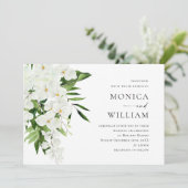 Elegant White Orchids Bohemian Greenery Wedding Kaart (Staand voorkant)