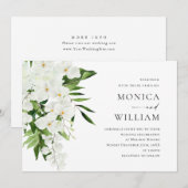 Elegant White Orchids Bohemian Greenery Wedding Kaart (Voorkant / Achterkant)