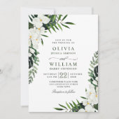 Elegant White Orchids Bohemian Greenery Wedding Kaart (Voorkant)