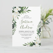 Elegant White Orchids Bohemian Greenery Wedding Kaart (Staand voorkant)