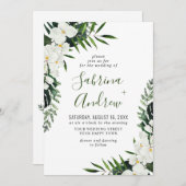 Elegant White Orchids Bohemian Greenery Wedding Kaart (Voorkant / Achterkant)