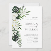 Elegant White Orchids Bohemian Greenery Wedding Kaart (Voorkant)