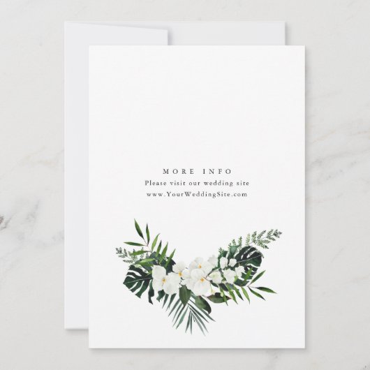 Elegant White Orchids Bohemian Greenery Wedding Kaart (Achterkant)