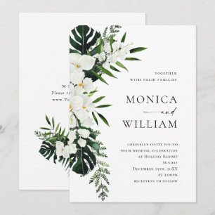 Elegant White Orchids Bohemian Greenery Wedding Kaart