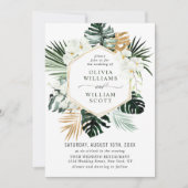 Elegant White Orchids Bohemian Greenery Wedding Kaart (Voorkant)