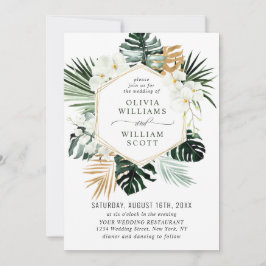 Elegant White Orchids Bohemian Greenery Wedding Kaart