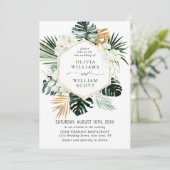 Elegant White Orchids Bohemian Greenery Wedding Kaart (Staand voorkant)