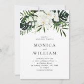 Elegant White Orchids Bohemian Greenery Wedding Kaart (Voorkant)