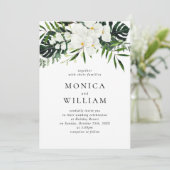 Elegant White Orchids Bohemian Greenery Wedding Kaart (Staand voorkant)