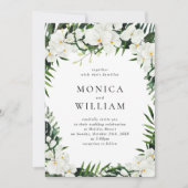 Elegant White Orchids Bohemian Greenery Wedding Kaart (Voorkant)