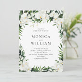 Elegant White Orchids Bohemian Greenery Wedding Kaart (Staand voorkant)