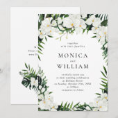 Elegant White Orchids Bohemian Greenery Wedding Kaart (Voorkant / Achterkant)