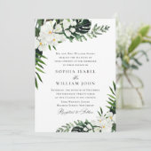 Elegant White Orchids Bohemian Greenery Wedding Kaart (Staand voorkant)