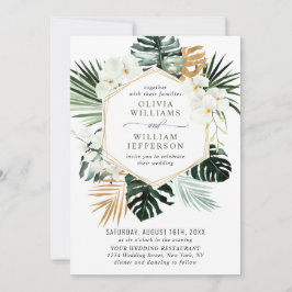 Elegant White Orchids Bohemian Greenery Wedding Kaart