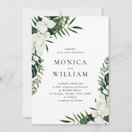 Elegant White Orchids Bohemian Greenery Wedding Kaart