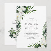 Elegant White Orchids Bohemian Greenery Wedding Kaart (Voorkant / Achterkant)