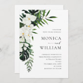 Elegant White Orchids Bohemian Greenery Wedding Kaart (Voorkant / Achterkant)