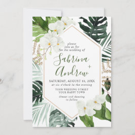 Elegant White Orchids Bohemian Greenery Wedding Kaart
