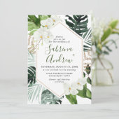 Elegant White Orchids Bohemian Greenery Wedding Kaart (Staand voorkant)