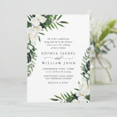 Elegant White Orchids Bohemian Greenery Wedding Kaart (Staand voorkant)