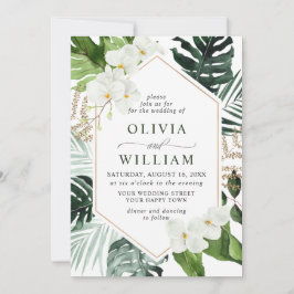 Elegant White Orchids Bohemian Greenery Wedding Kaart