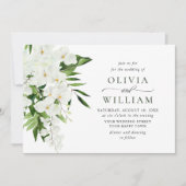 Elegant White Orchids Bohemian Greenery Wedding Kaart (Voorkant)