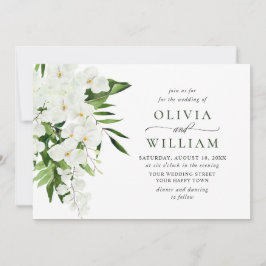 Elegant White Orchids Bohemian Greenery Wedding Kaart