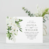 Elegant White Orchids Bohemian Greenery Wedding Kaart (Staand voorkant)