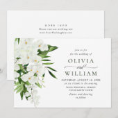 Elegant White Orchids Bohemian Greenery Wedding Kaart (Voorkant / Achterkant)