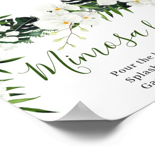 Elegant White Orchids Bohemian Mimosa Bar Sign Poster (Hoek)