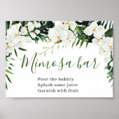 Elegant White Orchids Bohemian Mimosa Bar Sign Poster (Voorkant)