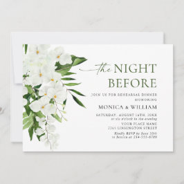 Elegant White Orchids Bohemian REHEARSAL DINNER Kaart