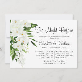 Elegant White Orchids Bohemian REHEARSAL DINNER Kaart
