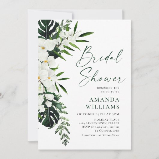 Elegant White Orchids Bohemian Vrijgezellenfeest Kaart (Voorkant)