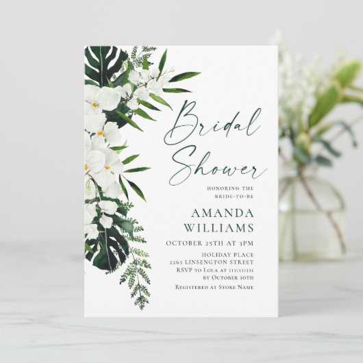 Elegant White Orchids Bohemian Vrijgezellenfeest Kaart (Staand voorkant)