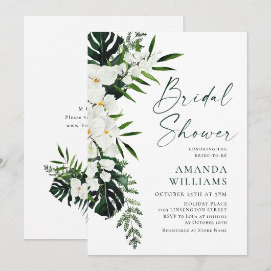 Elegant White Orchids Bohemian Vrijgezellenfeest Kaart (Voorkant / Achterkant)