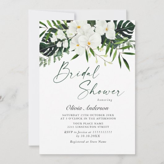 Elegant White Orchids Bohemian Vrijgezellenfeest Kaart (Voorkant)