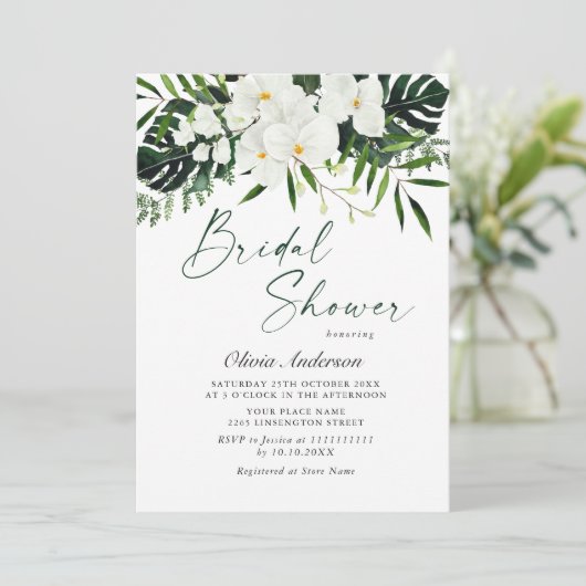 Elegant White Orchids Bohemian Vrijgezellenfeest Kaart (Staand voorkant)