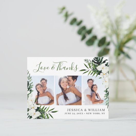 Elegant White Orchids Bohemian Weddenschap Bedankt Briefkaart (Staand voorkant)