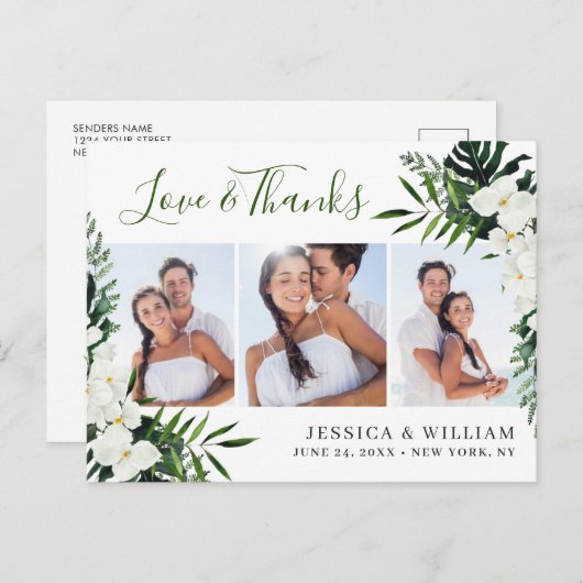 Elegant White Orchids Bohemian Weddenschap Bedankt Briefkaart (Voorkant / Achterkant)