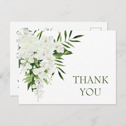 Elegant White Orchids Bohemian Weddenschap Bedankt Briefkaart (Voorkant / Achterkant)