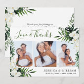 Elegant White Orchids Bohemian Wedding 3 PHOTO Bedankkaart (Voorkant / Achterkant)